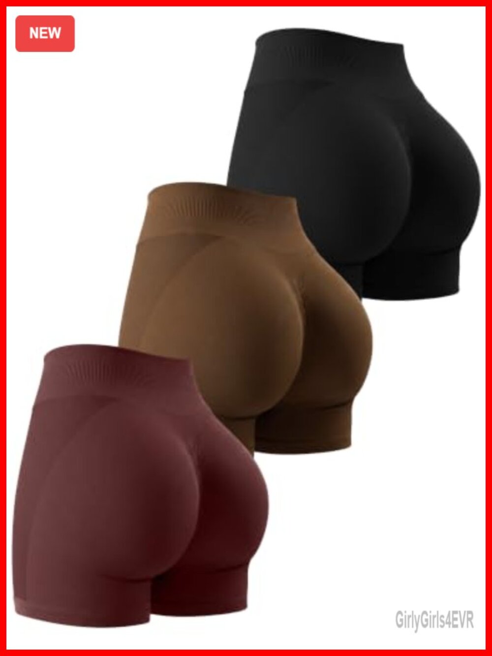 Womens 3 Pack Seamless High Waist Gym Workout Shorts Scrunch Butt Lifting